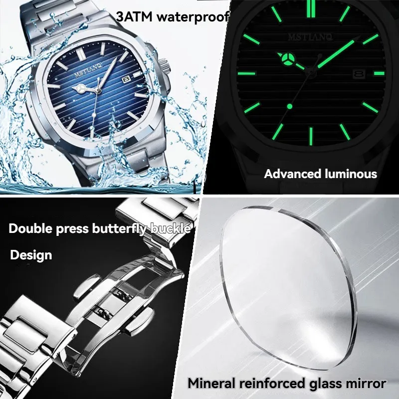Stainless Steel Quartz Strap Calendar Hot Selling Luminous Waterproof Simple and Fashionable Quartz Watch