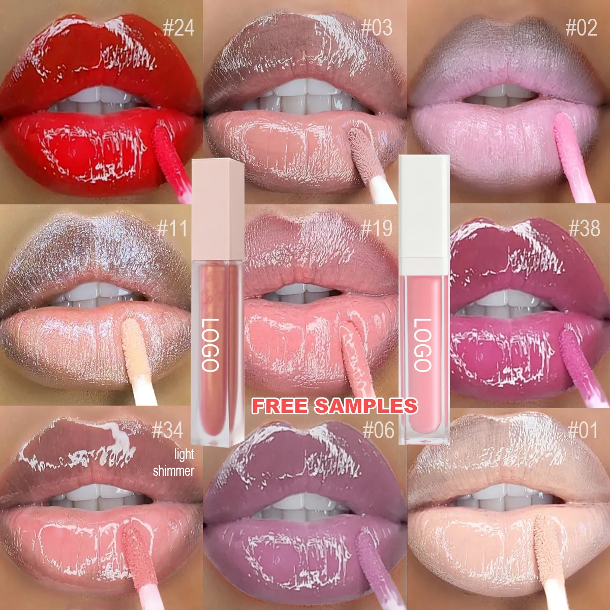 Wholesale Private Label Vegan Glossy Lipgloss Waterproof Longlasting Glitter Lipgloss