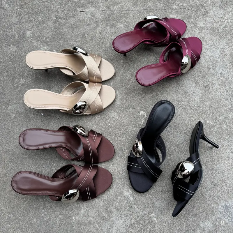 Sexy Open-toe Sandals for Women and Ladies Fashionable and Elegant Women Shoes Retro Cross Strap slippers New Stiletto Heel