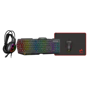 AIKUN 4 in 1 Gaming Combo-RGB Macro Keyboard,12800DPI RGB Mouse,Stereo Headset,350*250mm Mousepad,4 in 1 Color Box