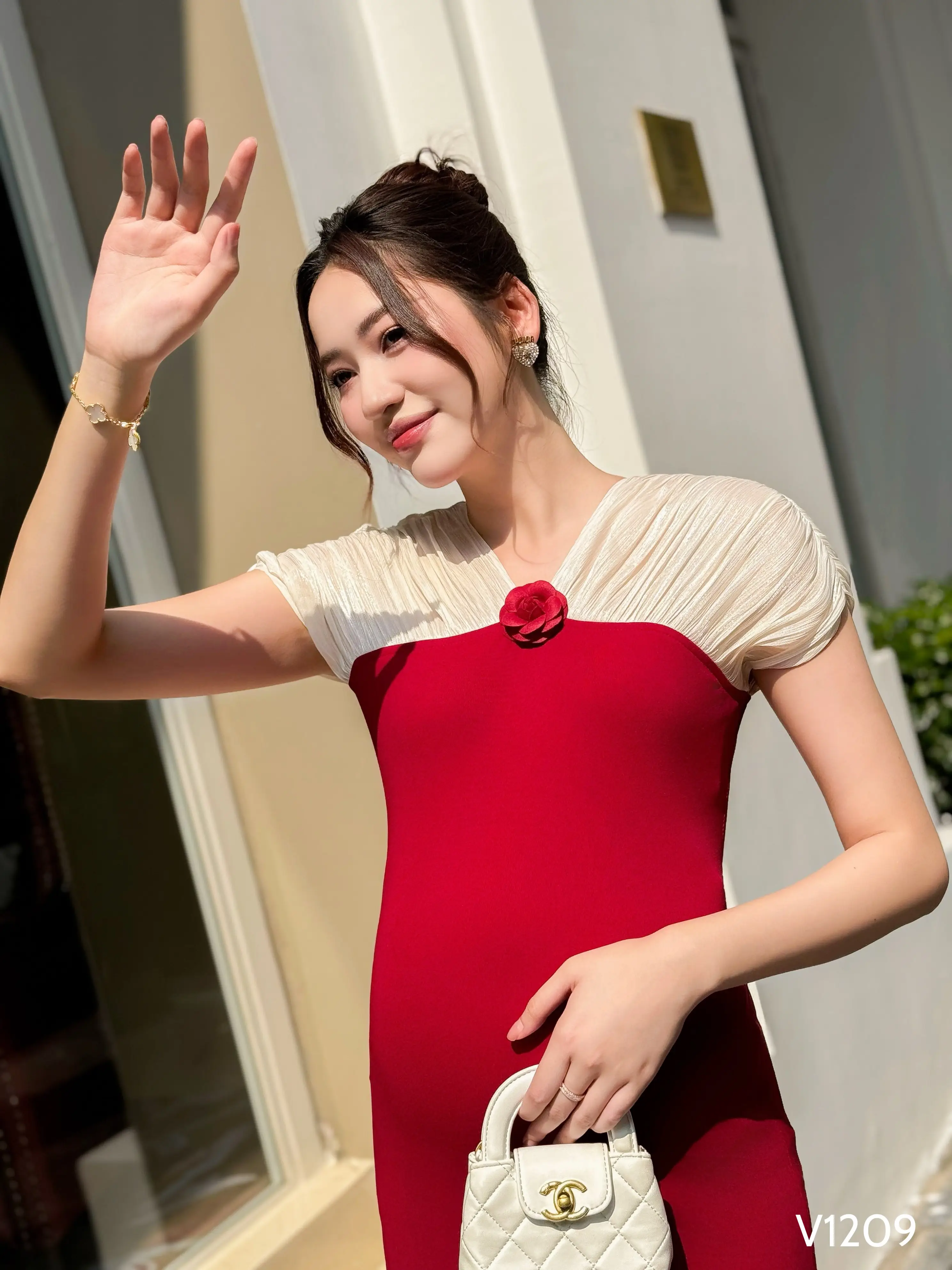 High Quality Summer Maternity Dress with Short Sleeves Anti-Shrink Sweat-Absorbent Fabric Soft Comfortable ODM V1209 Vietnam