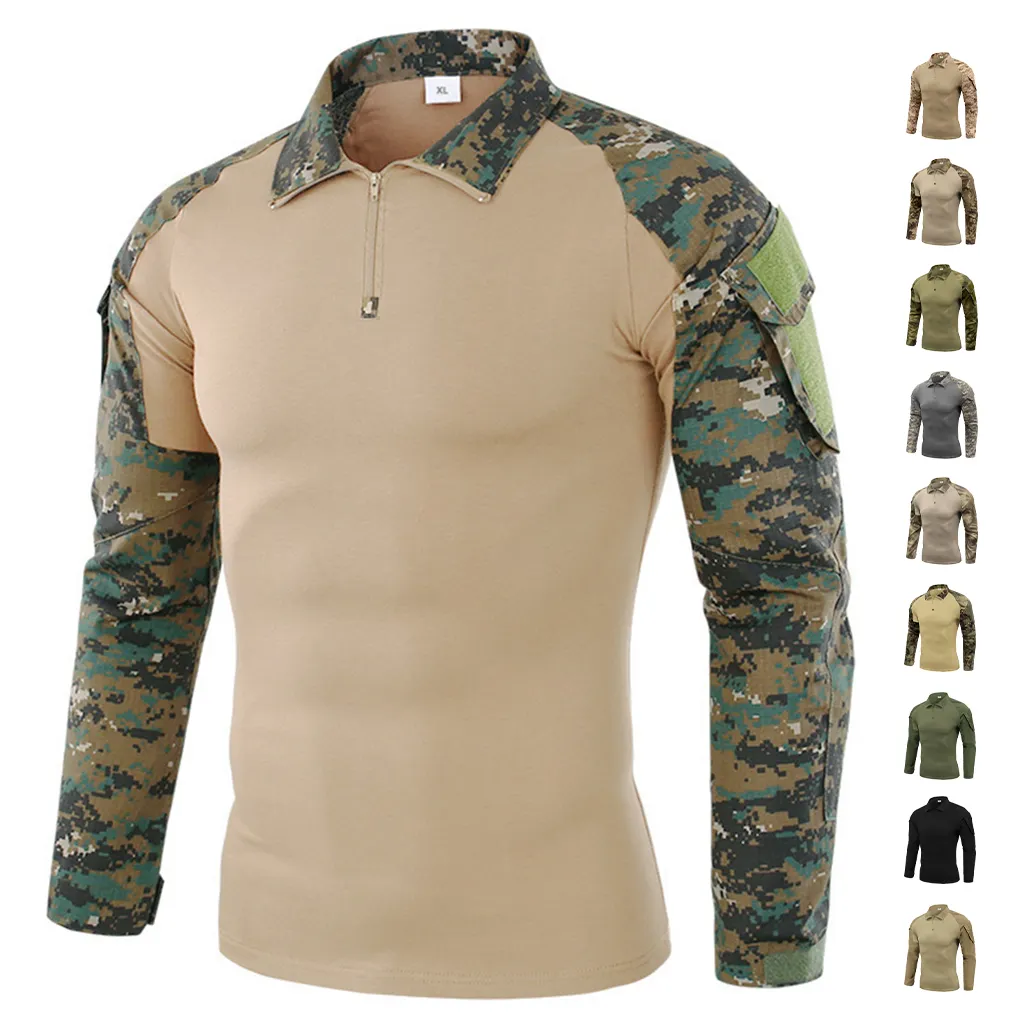 Wholesale Quick-drying Black Tactical Combat T Shirt Long Sleeve Combat T-shirt Camouflage Frog Suit Tactical Top Shirts for Men