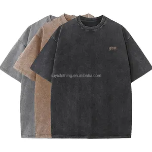 Screen Print Custom t Shirt Manufacturer Acid Wash Men's T-shirt 230gsm Oversized 5XL Soft Vintage Style Gym Tee