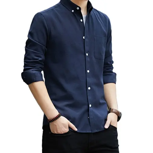 Men's Shirts Custom Checked Long Sleeve for Man Shirt High Quality OEM Plaid Thick Brushed Men's Shirts