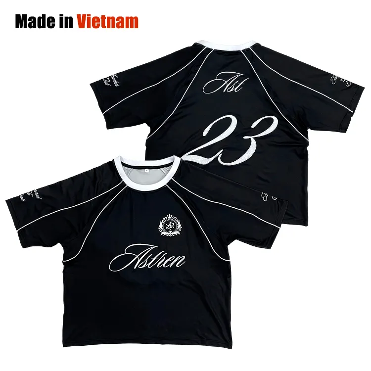 Unisex Retro Soccer Jersey T-Shirt Custom Sublimation Printing 100% Polyester Anti-Bacterial Quick Dry Breathable Sports Shirts