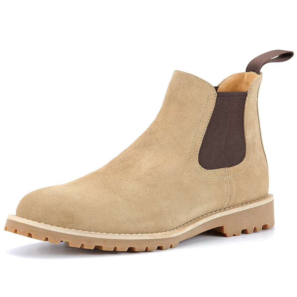 Men's Classic British Chelsea Boots Cowhide and High Quality Suede Casual Anti-Slippery Featuring Leather Lining New Short Boots