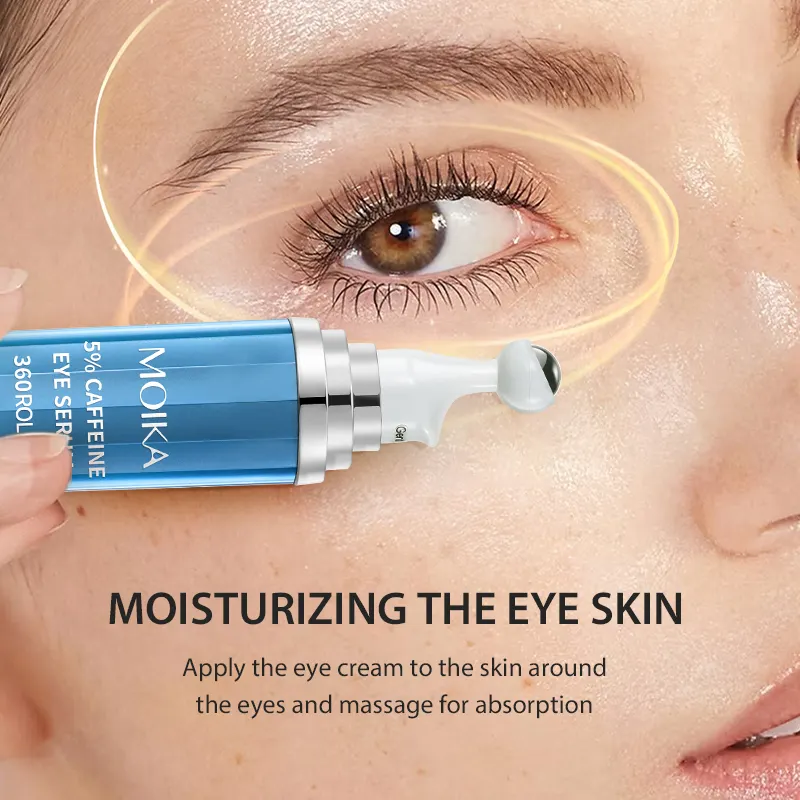 Korean 5% Caffeine Anti-Aging Skin Care Under Eye Serum Dark Circles Puffiness Wrinkles Eye Roller Serum Cream With Roller