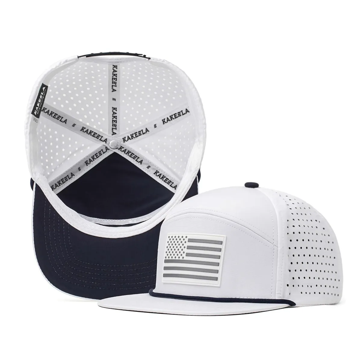 High Quality 7 Panel Snapback Hat Custom Hip Hop Flat Brim Snapback Cap Waterproof Polyester Spandex Fabric Outdoor Sports Cap