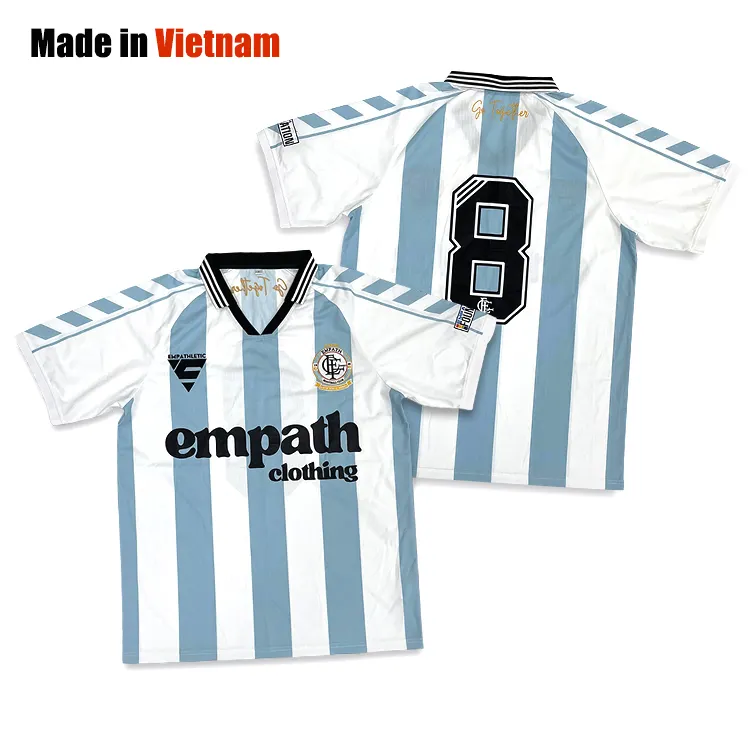 Custom Striped Football Shirt Sublimation Design Street Classic Polo Neck Player Football Jersey