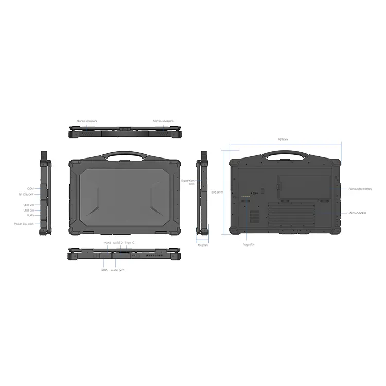 15.6 Inch Laptop Computer Rug 256gb Ssd 1tb Rugged Notebook Toughbook for Business Wireless IPS
