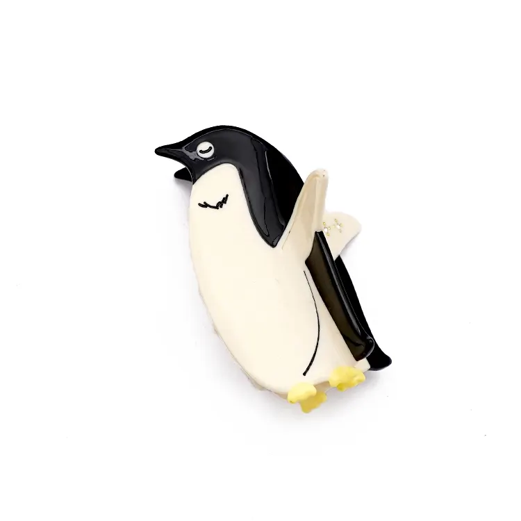 YIYI 9cm Splice Little Penguin Hair Clip Paint Black Paint Rhinestones Acetate Hair Claw Personalize High Quality Hair Clamp