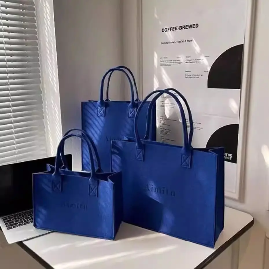 Wholesale Eco-Friendly Large Capacity Colorful Felt Shopping Tote Bag Custom Logo & Leopard Pattern DIY Personalized Grocery Bag