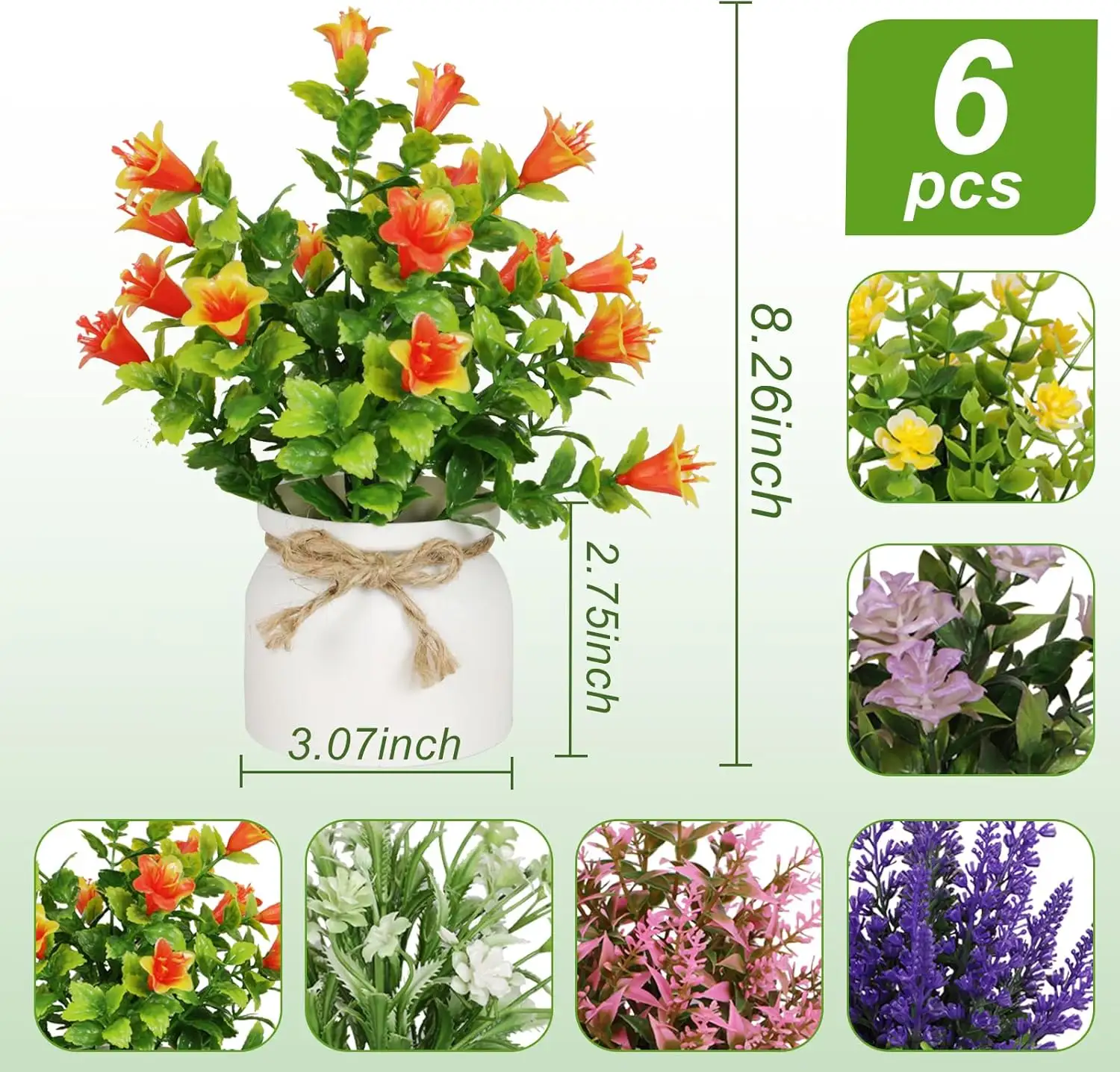 Indoor Small Plastic Preserved Decorative Artificial Plants Greenery for House Office Tabletop Decoration