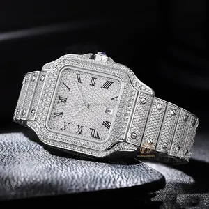 Chinese Manufacturer Custom Hip Hop Jewelry Moissanite Watches Luxury High-end Stainless Steel Fashion Mechanical Watch for Men