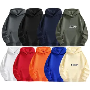 High Quality 480Gsm Heavyweight Men's Hoodies & Sweatshirts No Strings Cotton Oversized Pullover Streetwear Custom Boxy Hoodies