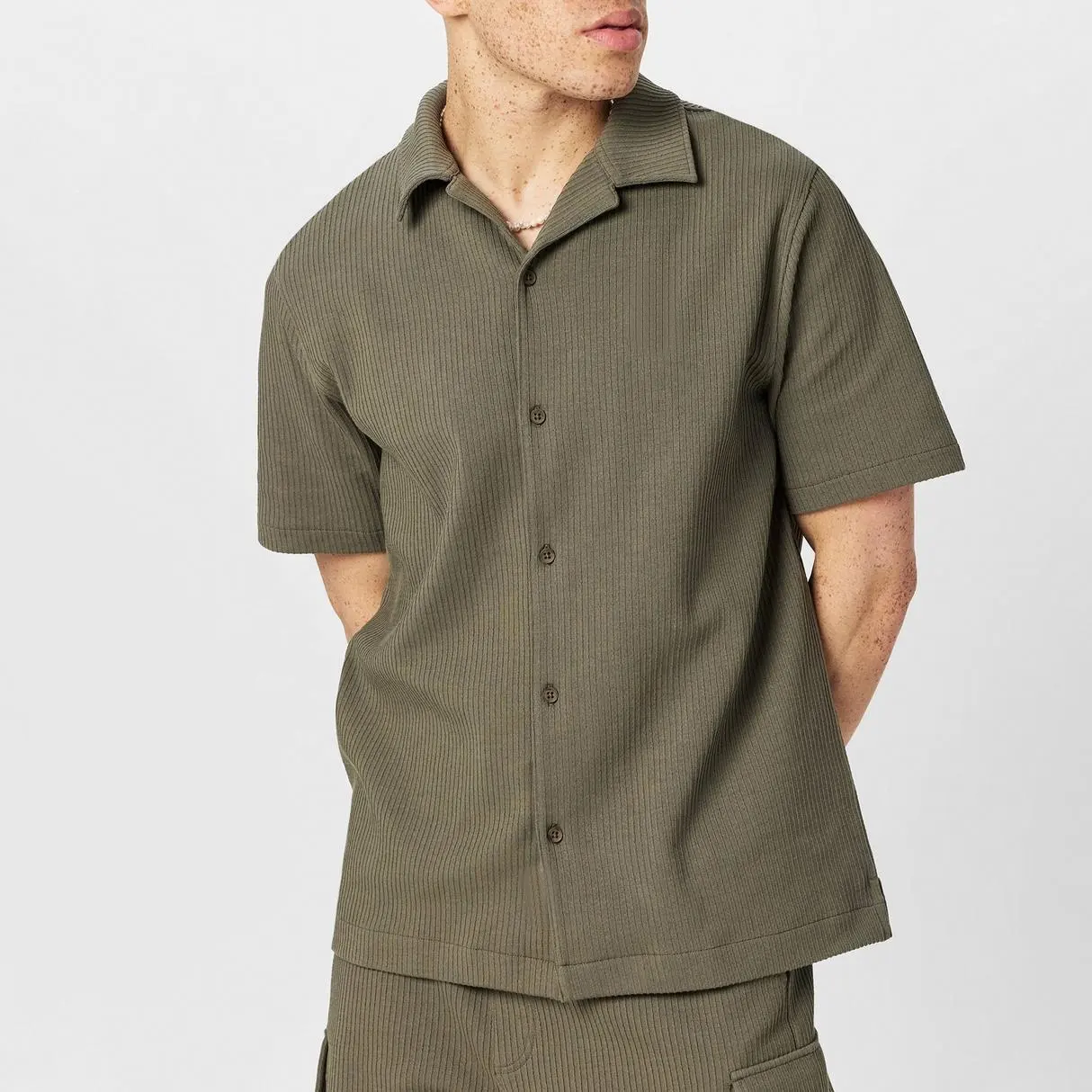 Custom-made logo Blank Men's Short-sleeved Shirt Summer New Business Men's Casual Solid-color Short-sleeved Shirt