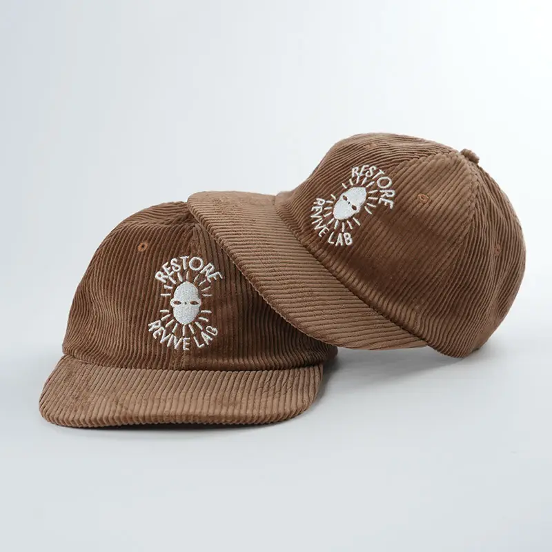 6 Panels Low Profile Dad Hat Corduroy Unstructured Baseball Cap Emroided Dad Hat for Men and Women