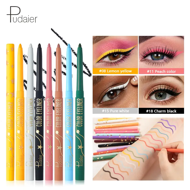Custom Logo Smooth Waterproof 18 Colors Matte Gel Eyeliner Pencil Private Label Long Lasting Non-fading Eyes Makeup