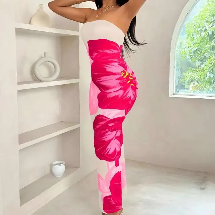 2025 New Women's Retro Casual Short Sleeve V Neck Dress Floral Printed with Belt Summer Fashion for Spring Season