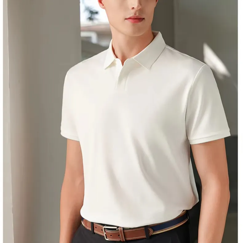 Cotton Polyester Spandex Anti-Pilling High Color Fastness Woven Fabric Summer Sports Men's Casual Golf Short Sleeve Shirt