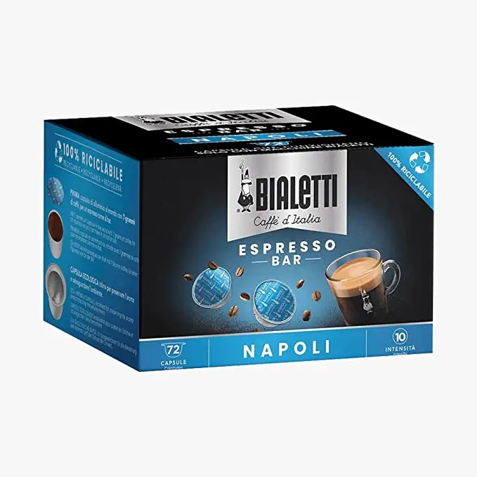 Bialetti Napoli 72-Capsule Multiblock Set Aluminum Foil and Metal Disposable Capsules with Strong Taste 0.25/Capsule