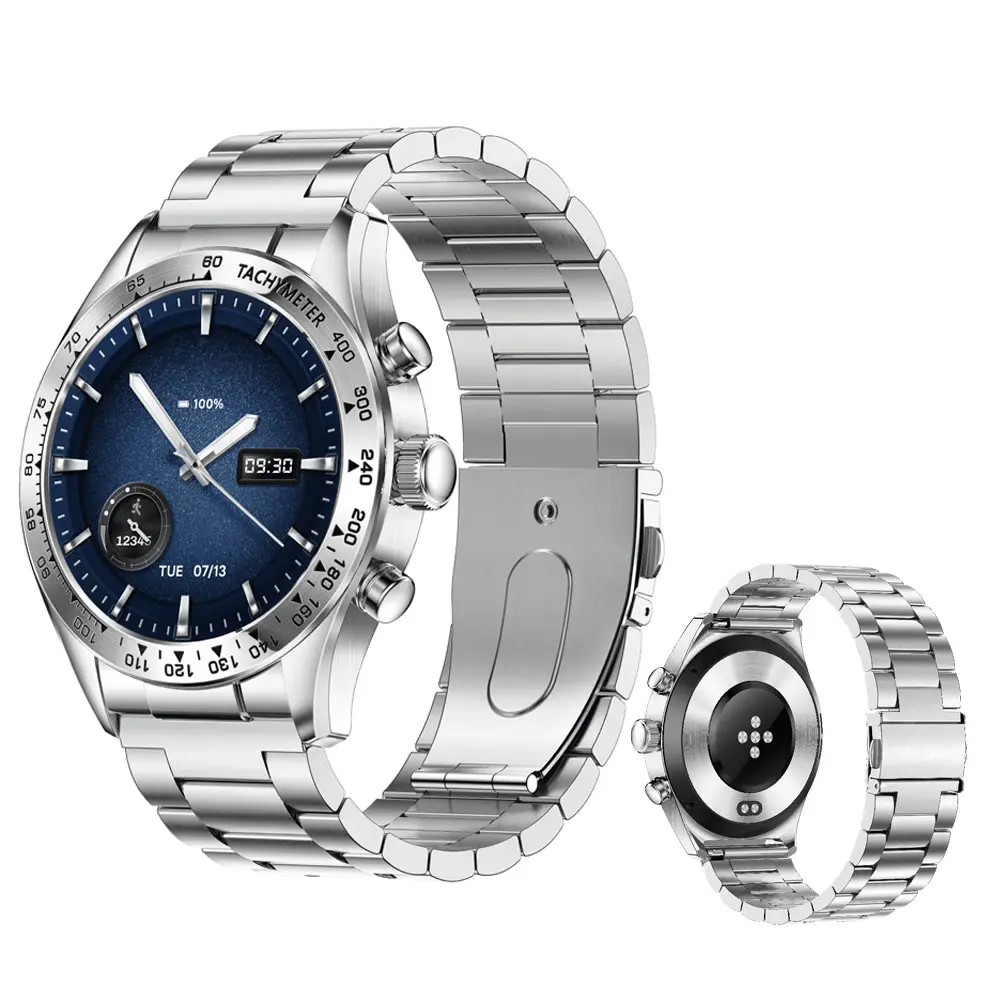 Premium Look 1.32AMOLED Display Stainless Steel Case Low-Power MCU Electroplating Zinc Alloy Bezel Men Business Smart Watch