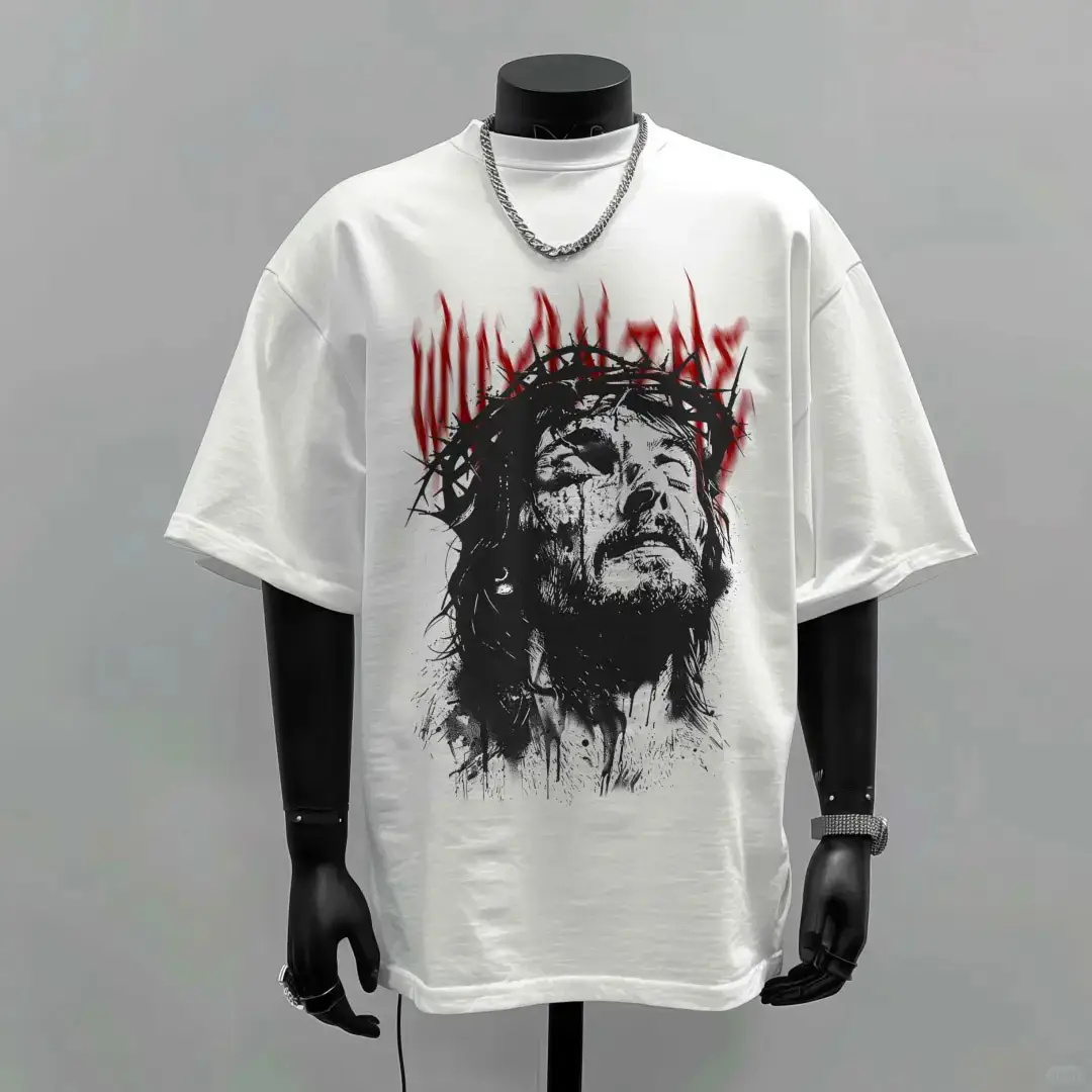 3D Embossed Heavyweight Luxury Oversized Mens Custom T Shirt Thick 100% Cotton Emboss Puff Logo Print Men's Streetwear Tshirt