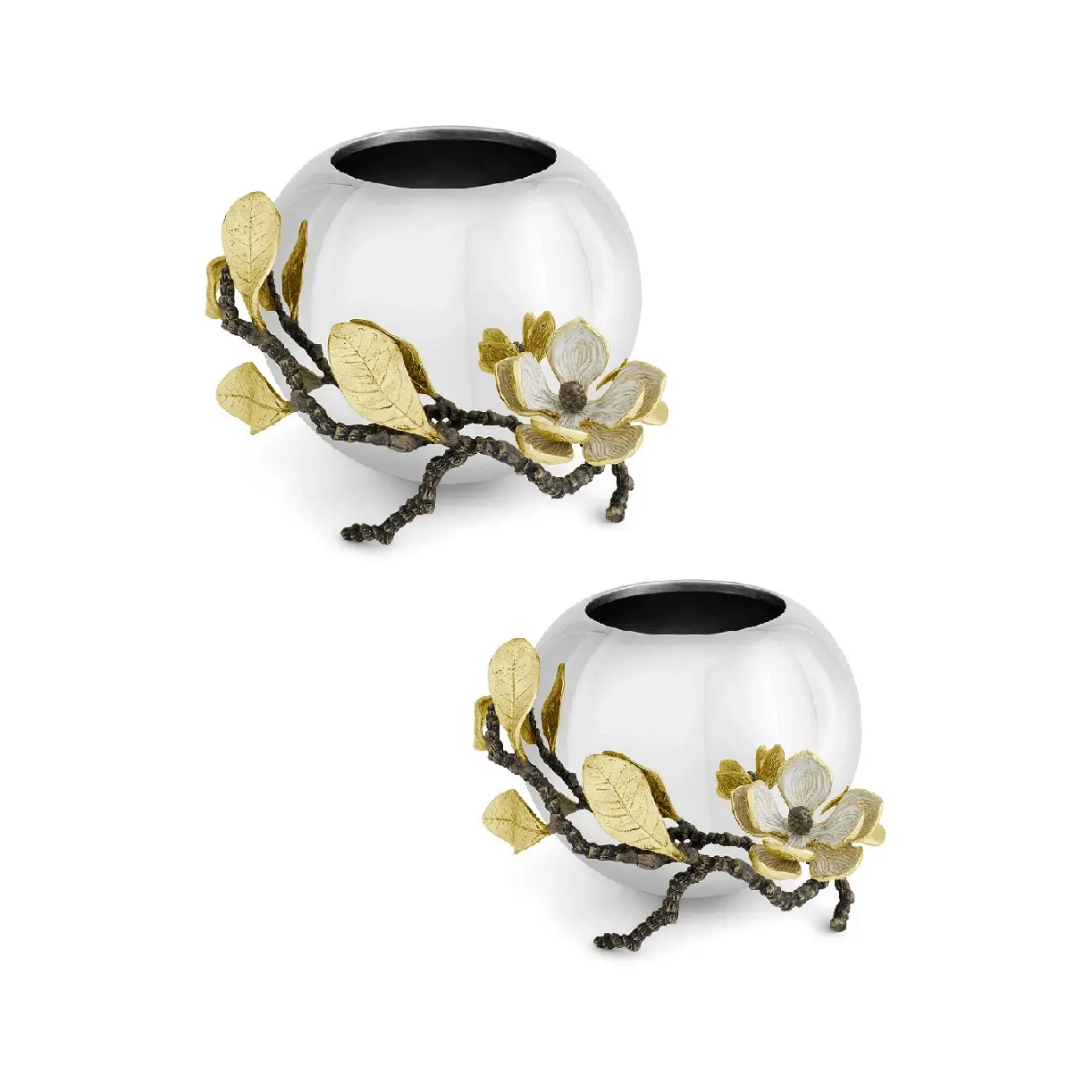 New Design Attractive Coastal Designing Metal Antique Ginkgo Vase Silver Finished Pot Art Design Living Room Garden Flower Vase