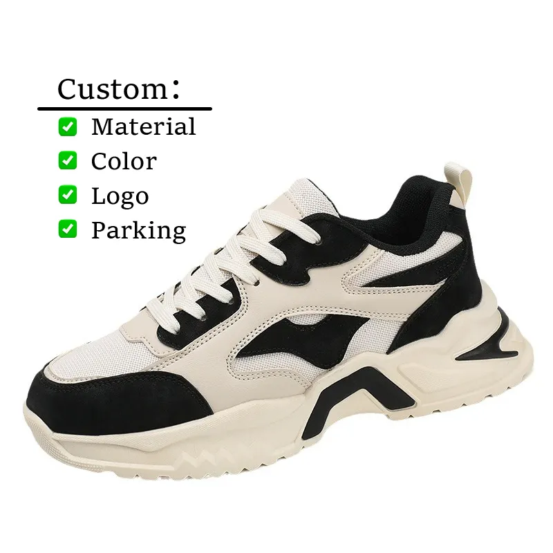 Newly Designed Summer Retro Sporty Mesh Lace-up Artificial Leather Walking Men's Casual Shoes Running Sports Sneakers Custom