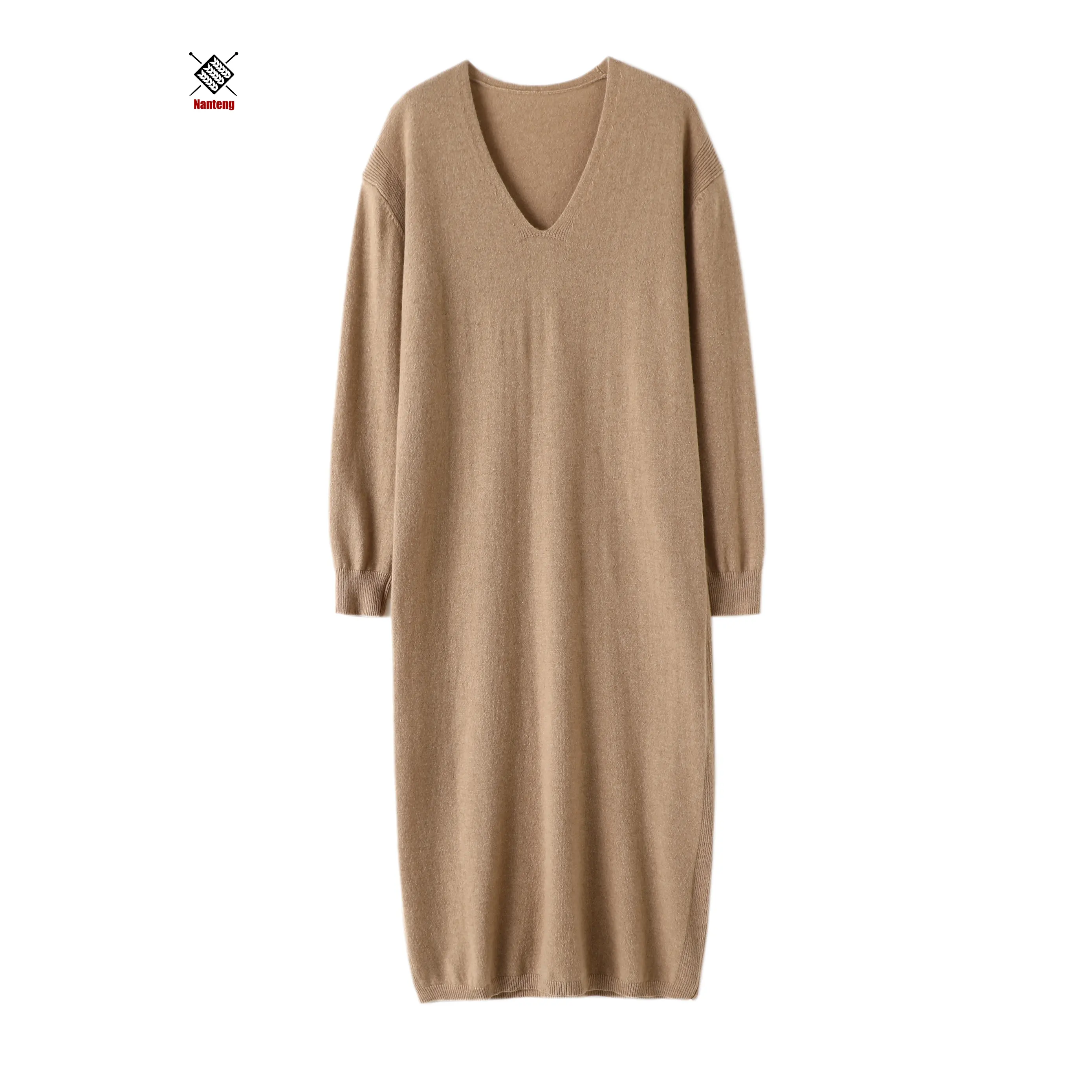Nanteng New Fresh Stock Best Quality Modest and Silk Knitwear Women Robe Pull En Maxi Sweater Dress Cachemire