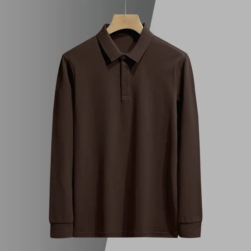OEM Customized Autumn and winter polo shirt men's long-sleeved Paul lapel T-shirt with autumn and winter solid color