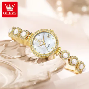 OLEVS 5635 Latest Luxury Lady Quartz Wristwatch Fashionable Brass and Crystal Zircon Chain Jewelry Watches