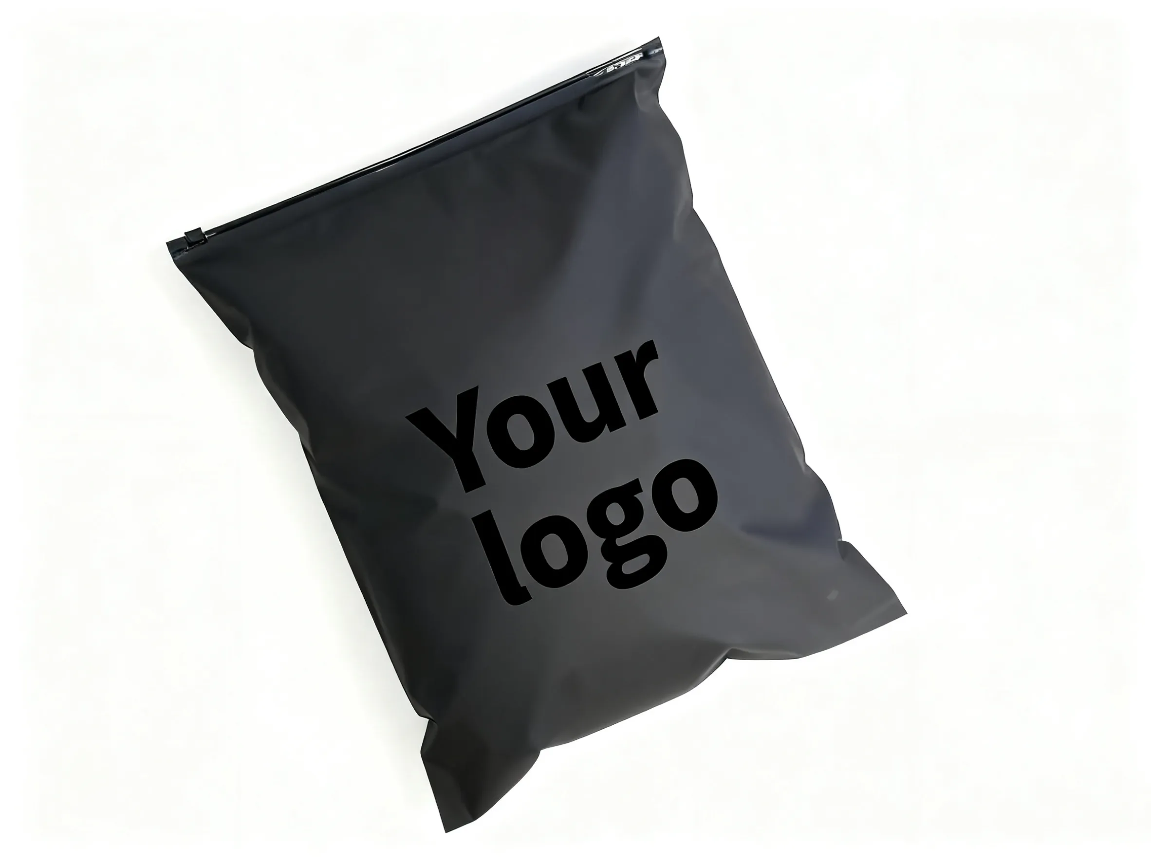 High Quality Matte Black Custom Printing Logo Clothing Frosted Zipper Lock Bag for Packaging Clothes Shoes