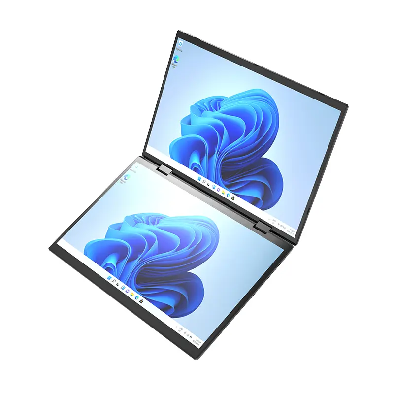 New 14+14 Inch Yoga Dual Screen Touch Laptop 360 Rotatable Intel N100 Dual Core 16GB RAM 512GB SSD Windows 11 Pro Metal English