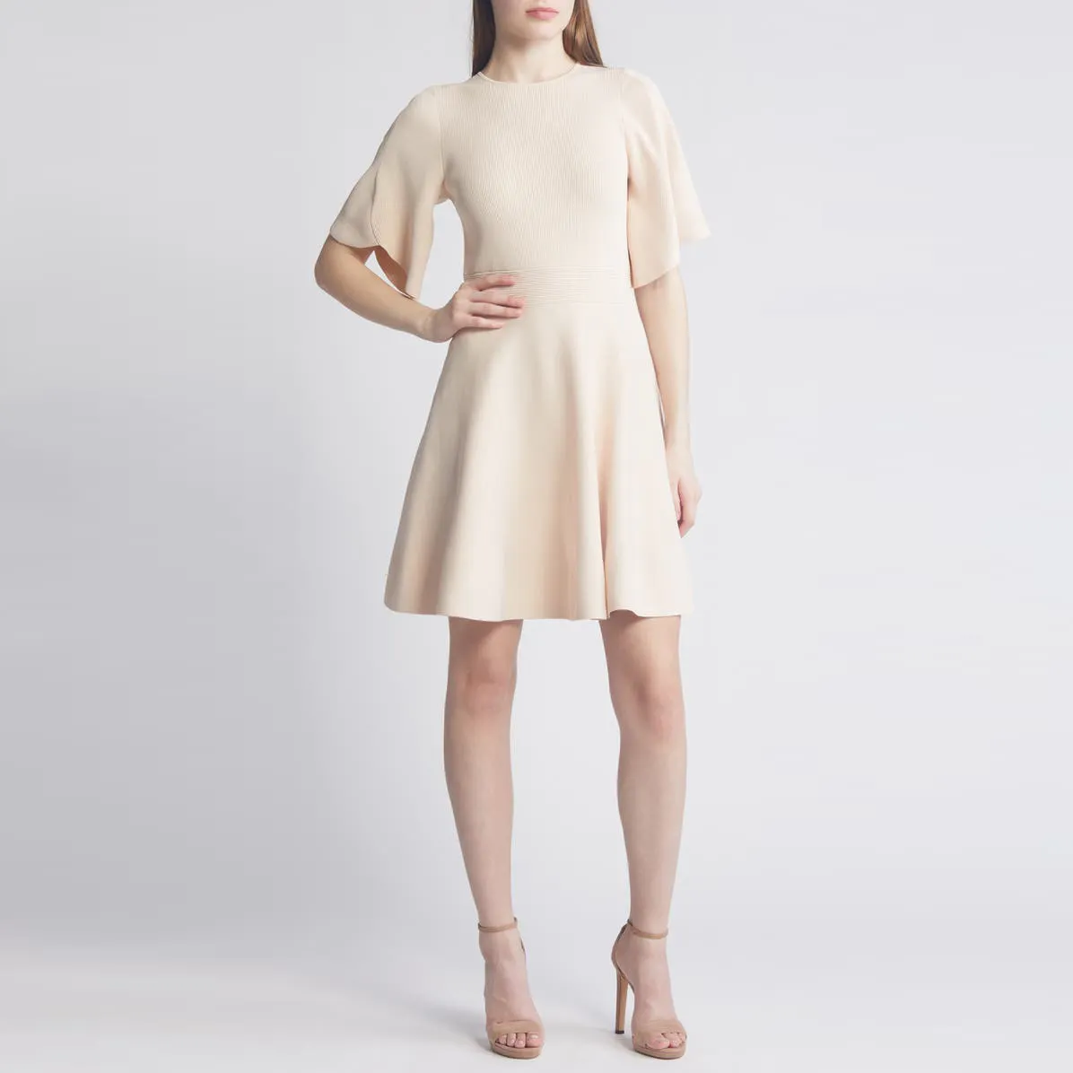 Wholesale Custom Women Ruffled Sleeves Loose Midi Pleated Dress Women Casual Dress Elegant Dress