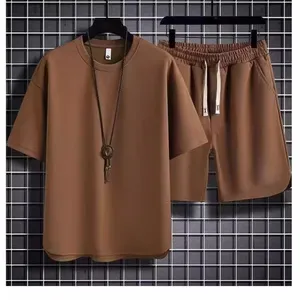 Wholesale Men's Casual Summer Breathable and Quick Dry Fashion Clothes With Printed Pattern Short T-shirt Set