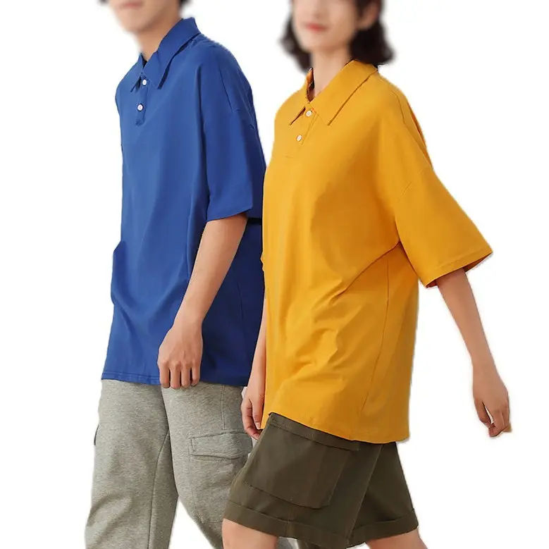 OEM BD China Factory Price 2025 Summer Unisex Casual Japanese Style Drop Shoulder for Polo Shirt Pure Plus Size Men's for Polo