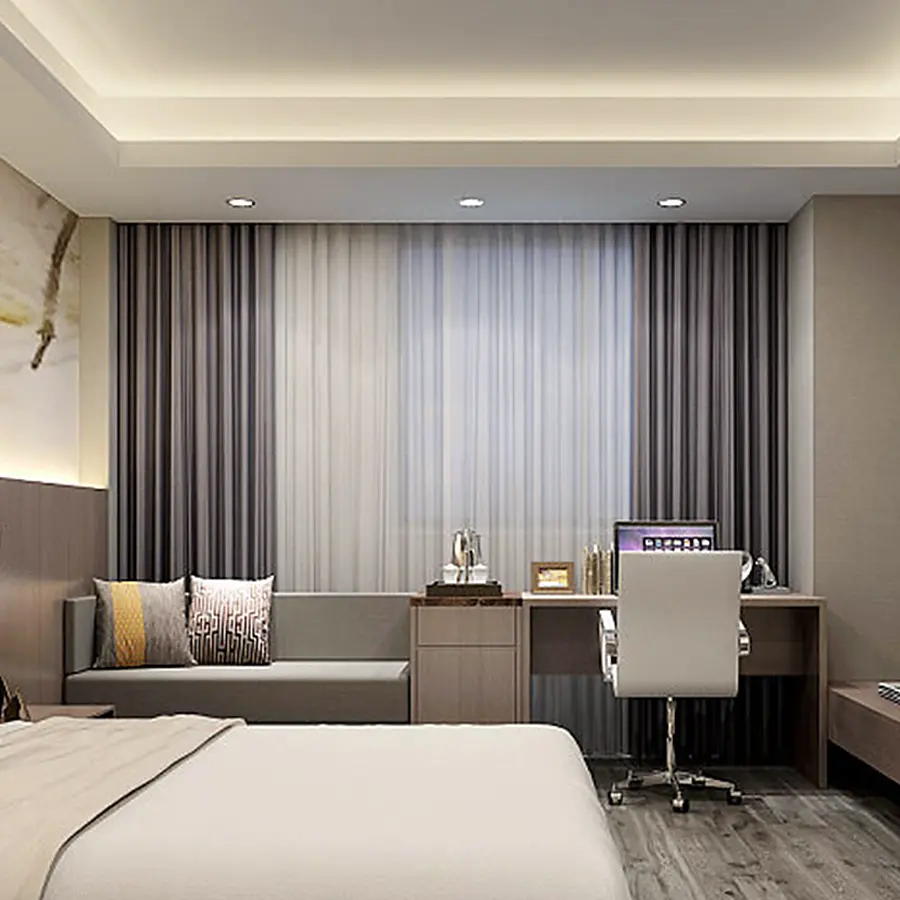 Customized Design Electric Blackout Fabric Luxury Modern Sound-Proof Window Curtains 100% Polyester Hotel Draperi