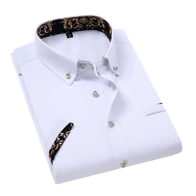 Men's Short Sleeve Shirt Business Solid Color Plus Size Shirts