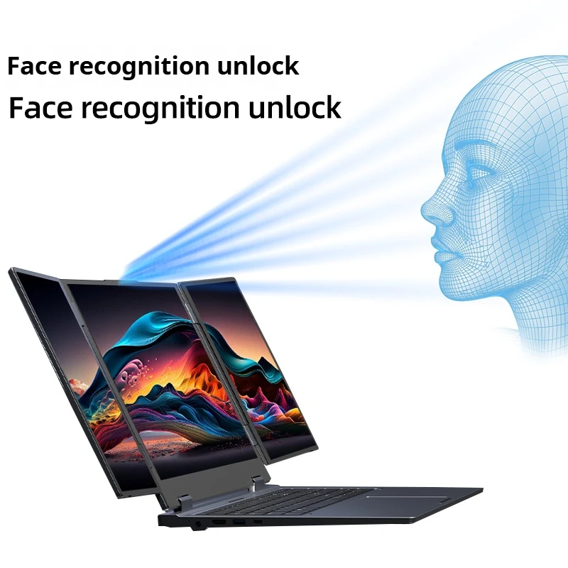16-Inch Business Laptop Three-Screen 1.0M Camera Facial Recognition Unlock 512G Hard Drive Dual M2 SSDs 16GB Intel I7