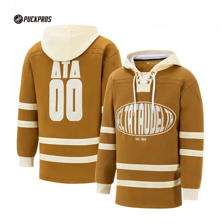 Custom Logo Hockey Ice Wear Sublimation Tackle Twill Ice Hockye Hoodies With Collar Lace up