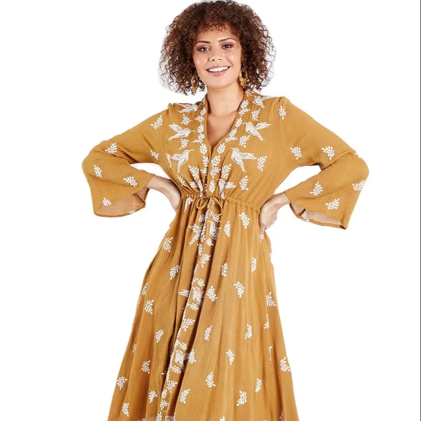 2024 Best Collection for Women Floral Embroidered Knitted Three Quarter Sleeve Elegant Clothing