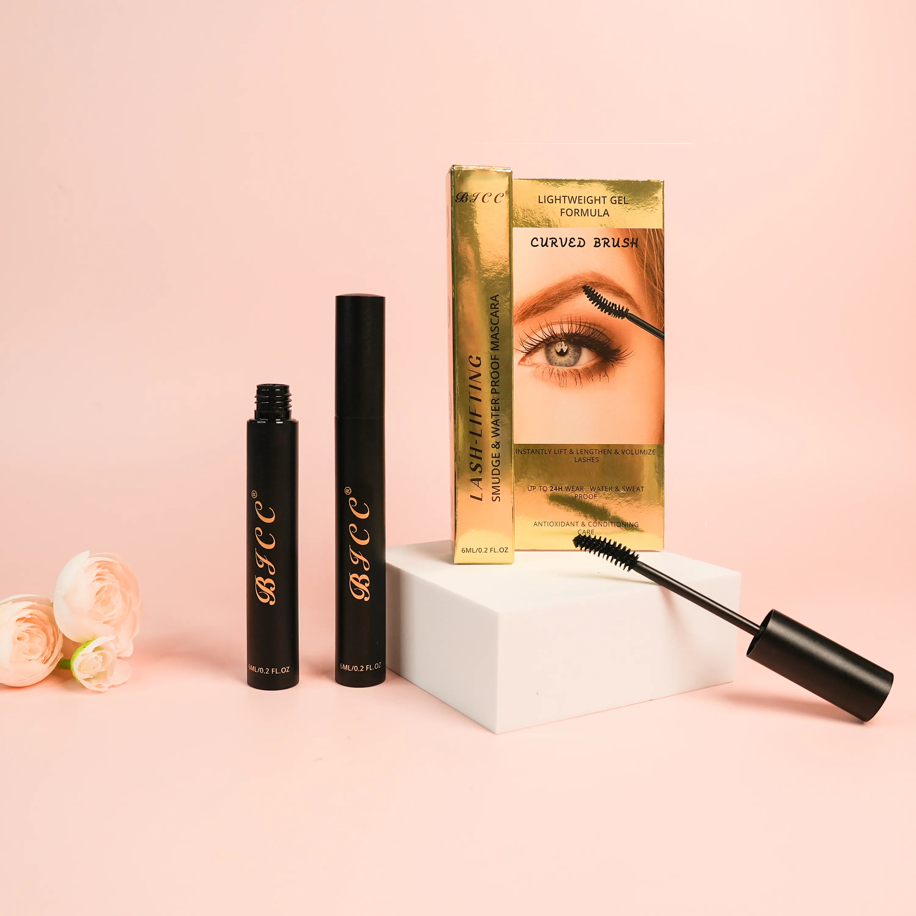 Wholesale Quick Dry Eyelash Makeup Vegan Mascara Waterproof Long Lasting Lengthening Curling Private Label 4D Silk Fiber Mascara