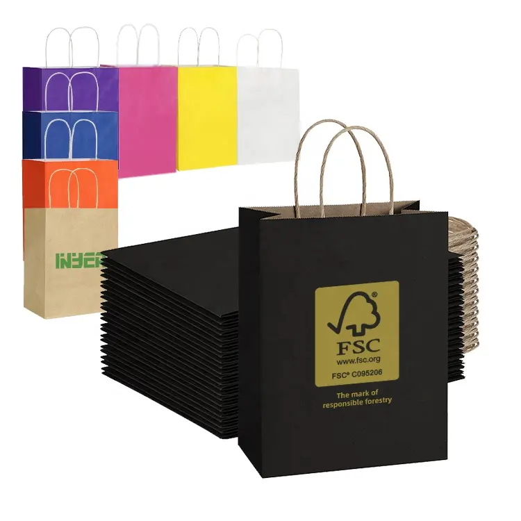 Sample Brown the Industry Wholesale Price Black Kraft Paper Bag Shopping Bag Custom logo