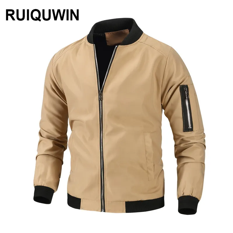 RUIQUWIN 2025 New Casual Baseball Jacket Stand Collar Zip up Coat Plus Size Men's Jackets Lightweight Sportswear with Pockets