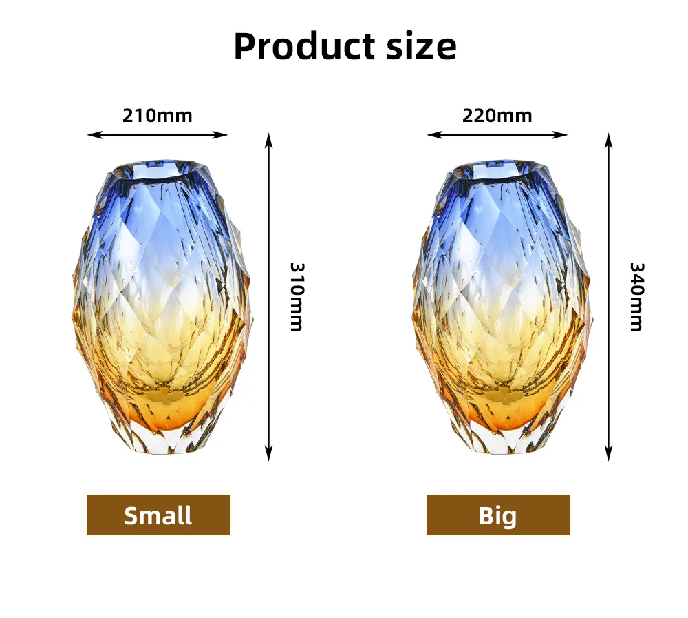 Floor Vase Large Home Decor Crystal Glass Vase Decorative Vases for Luxury Living Rooms