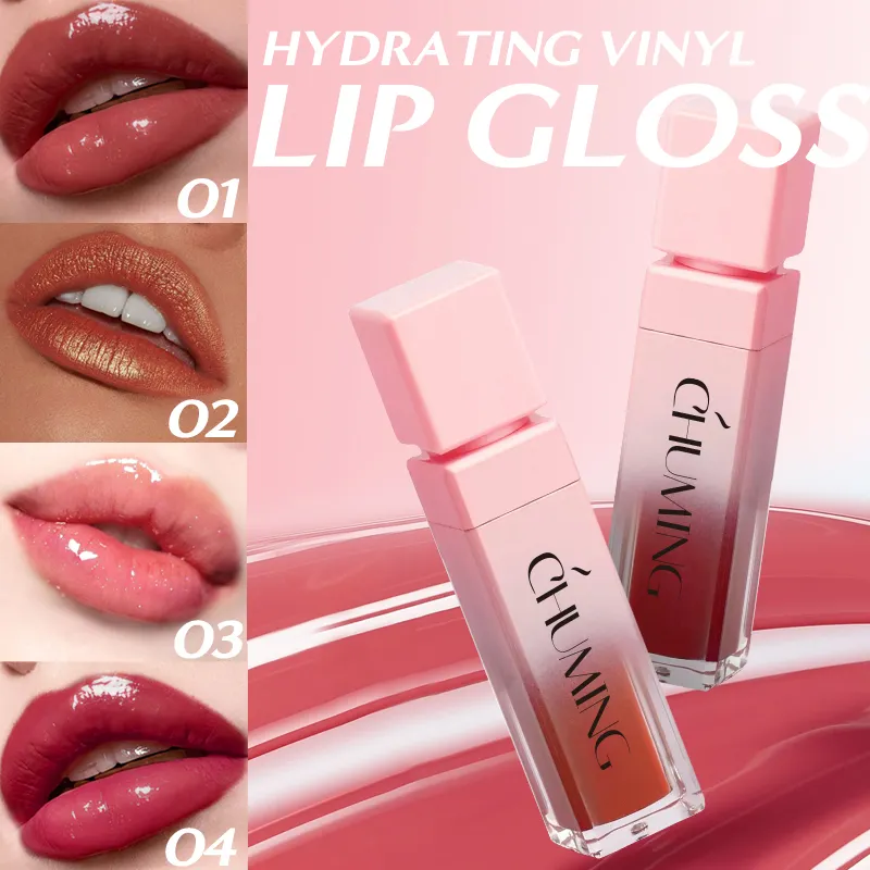 Vegan Cruelty-Free Lip Gloss Moisturizing Liquid Cosmetics with Herbal and Mineral Ingredients Chemical-Free with Labeling