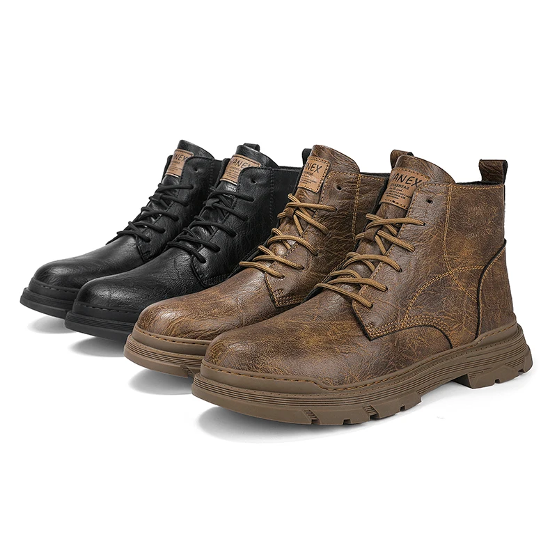 AMPLE New Arrival Fashion Big Size Work Boots Breathable Waterproof Leather Boots for Men