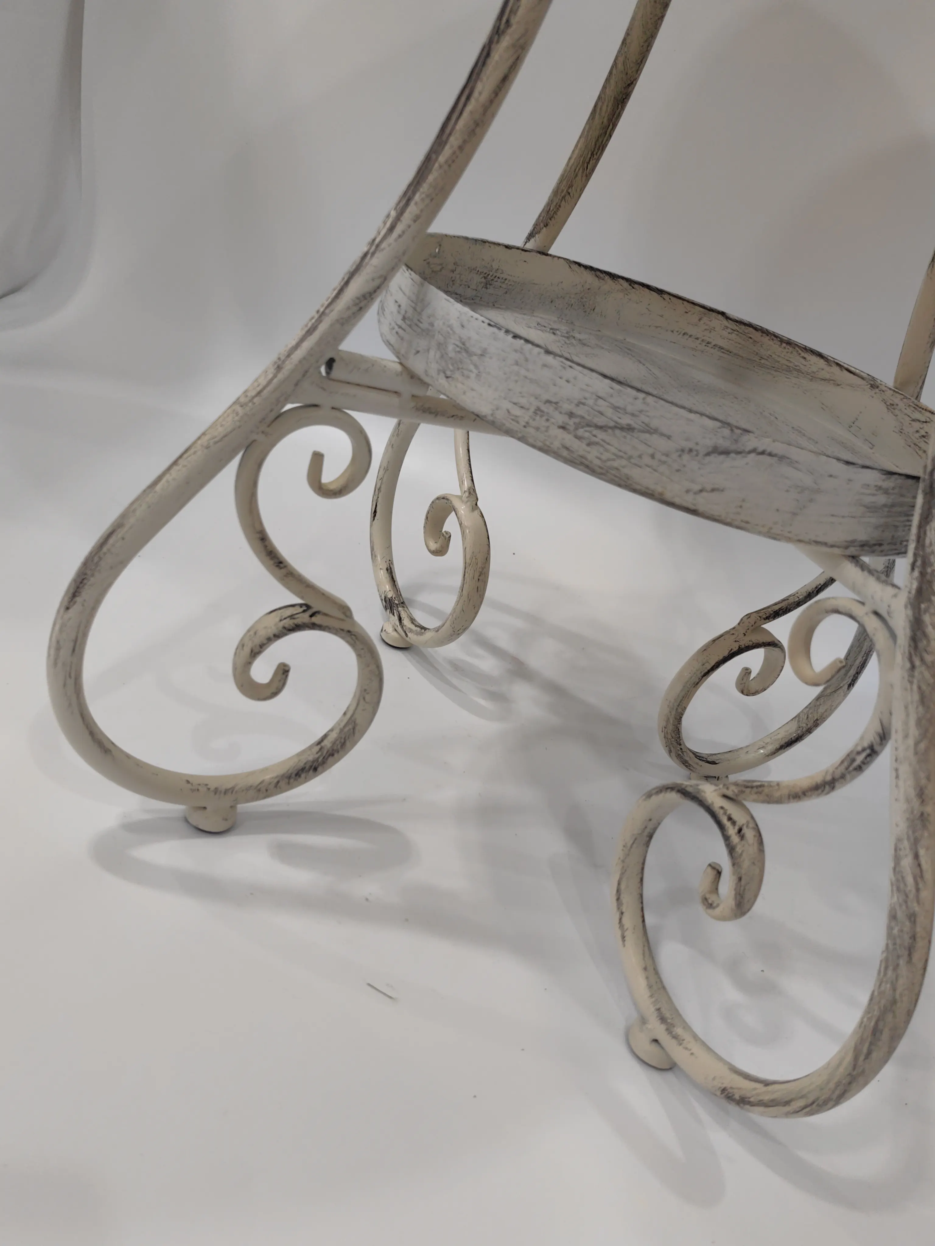 2-Tier Cream Metal Modern Iron KD Design Eco-Friendly Round Tabletop Living Room Home Decor 100% Handmade