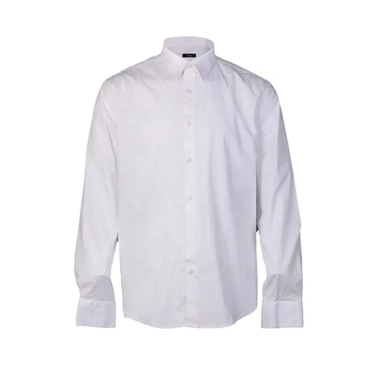 Manufactory Wholesale Custom Made Soft Cotton Long Sleeve Blank Solid Color White Casual Shirt for Men